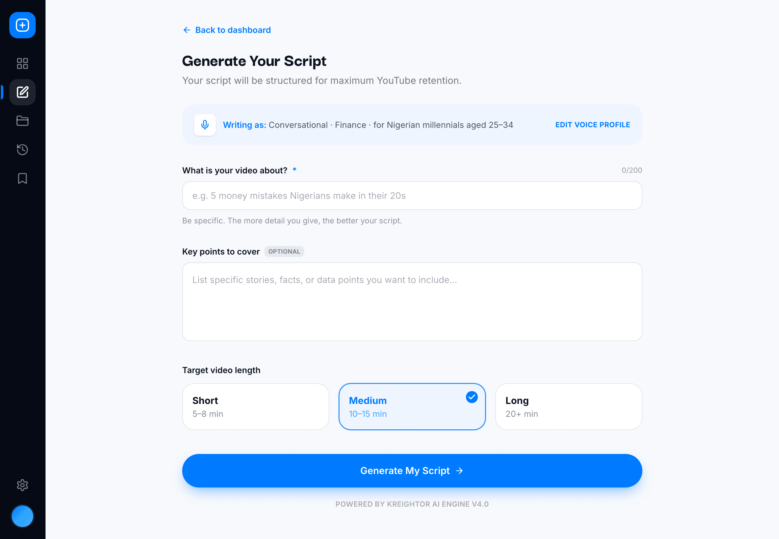 Get Your YouTube-Optimised Script